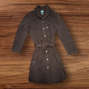 Vintage Lauren Ralph Lauren Lambswool Knit Sweater Dress Brown Button Front XL